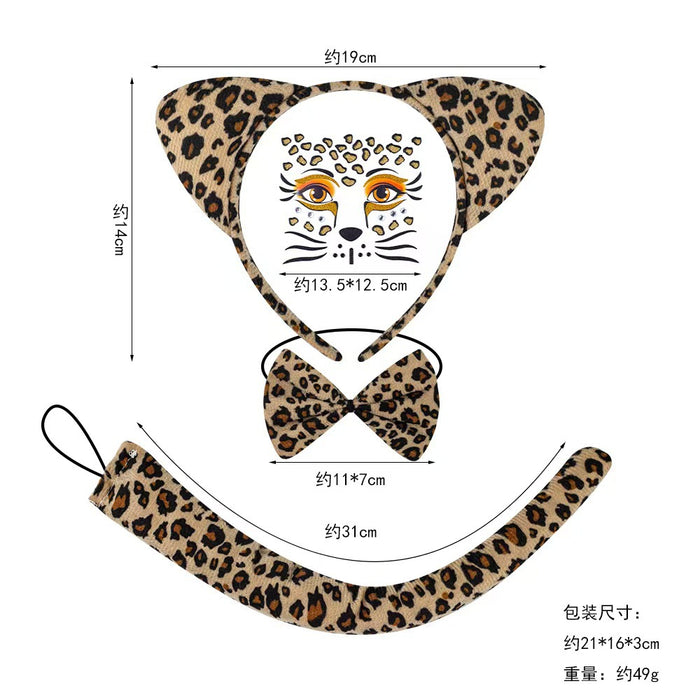 Wholesale Leopard Print Cat Ears Headband Set  Masquerade Cute Animal Ear Party Fashion Accessory Boutique Resale