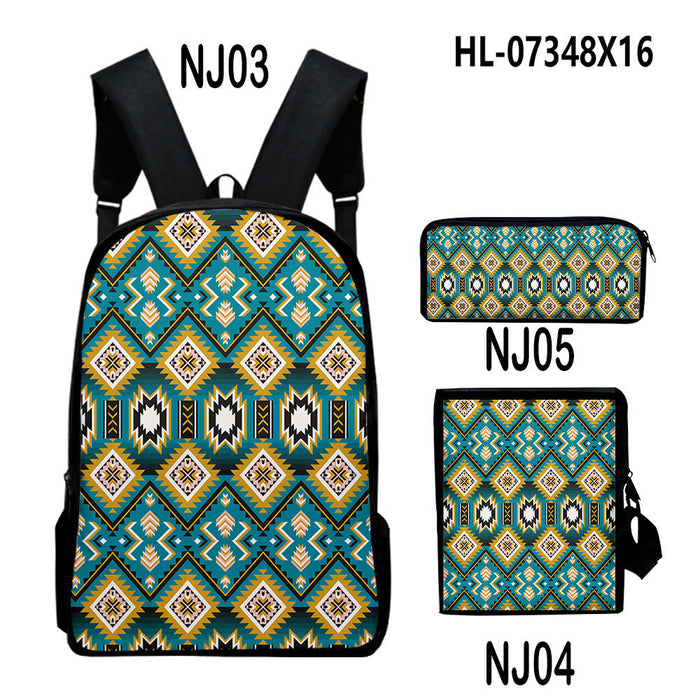 Wholesale Aztec Backpack + Shoulder Bag + Pencil Case Three-piece Set JDC-BP-JieNi002