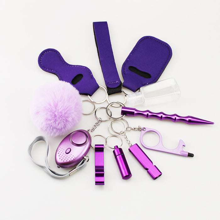 Wholesale 11 Piece Self Defense Keychain Set Black Alloy Everyday Car Key Accessory For Resale