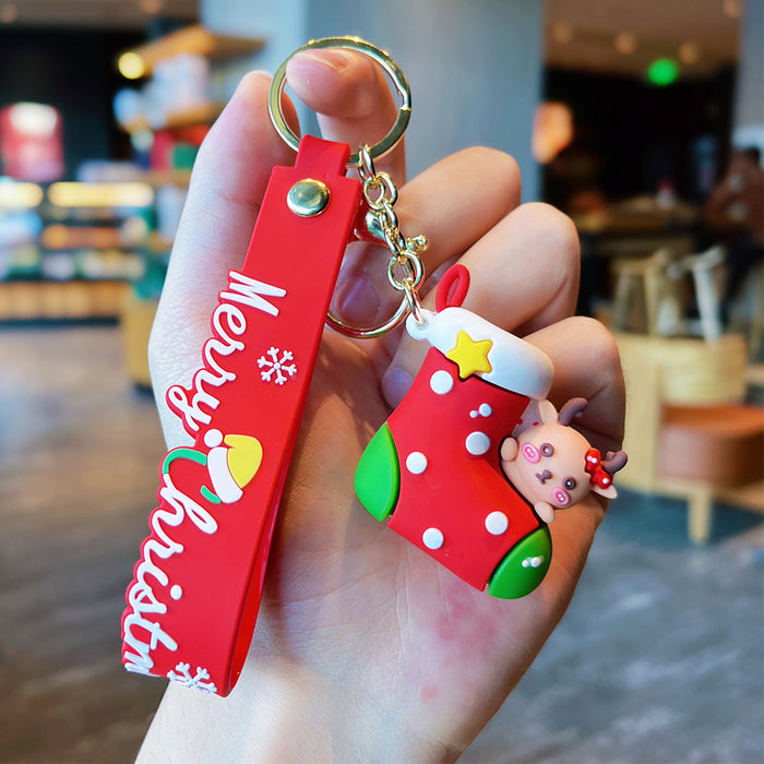 Wholesale  Keychain Christmas Pendant Christmas Tree Reindeer Doll Bag Key Chain Gift
