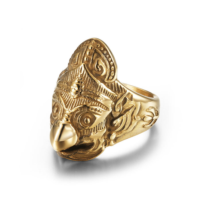 Wholesale Stainless Steel Ring Hindu Garuda Titanium Steel Eagle Face Vintage Personalized Ring