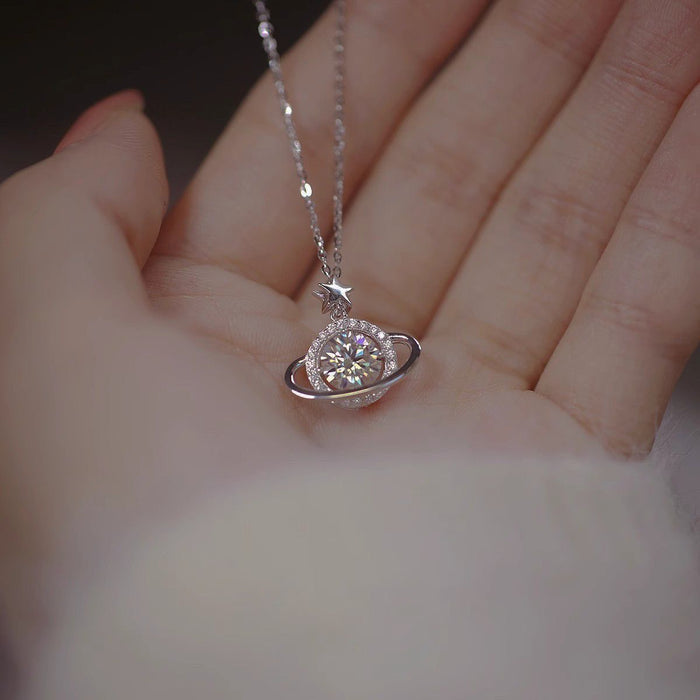 Wholesale New zircon planet necklace with high-end feel, light luxury, versatile pendant, niche design accessories, collarbone chain