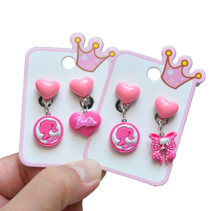 Wholesale Resin Girls Love Princess Necklace Bracelet Ear Clip Ear Stud Set JDC-ES-SLL001