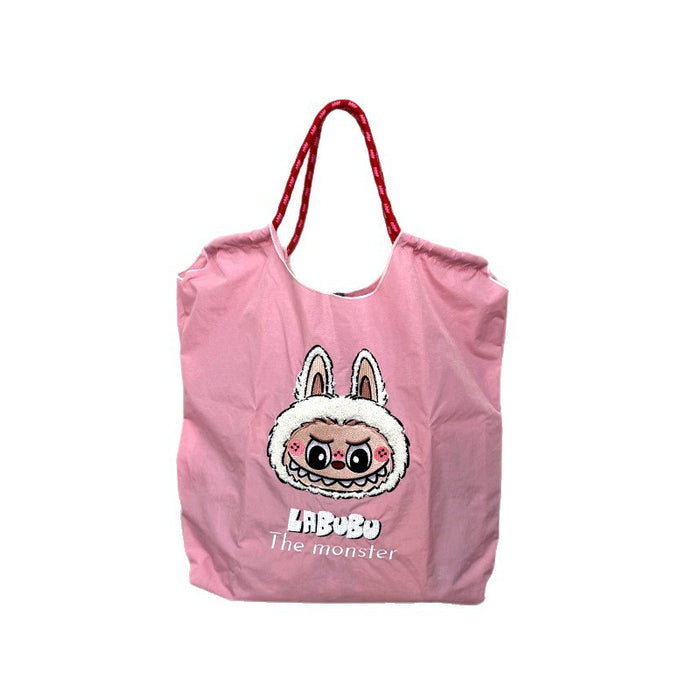 Wholesale Embroidered canvas bag popular cartoon large capacity shoulder bag girls messenger bag handbag