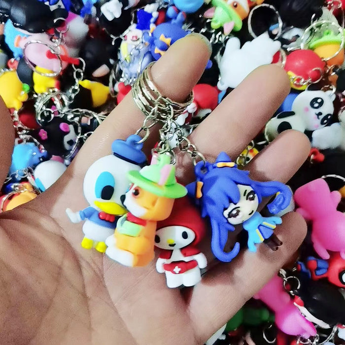 Wholesale  cartoon T key chain silicone car pendant couple PVC  doll pendant