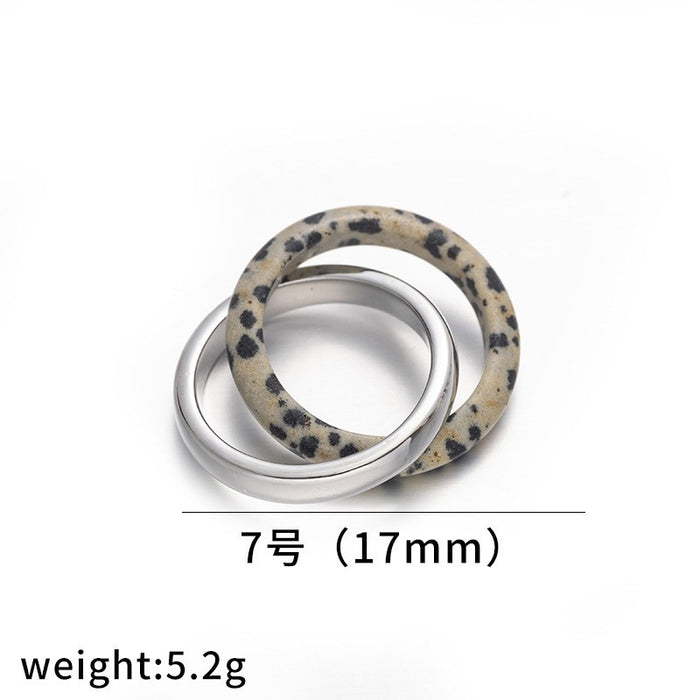 Wholesale Vintage brass gold-plated zircon agate titanium steel ring fashionable autumn and winter