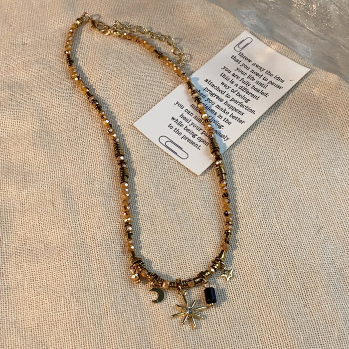Wholesale Retro high-end natural stone bead necklace versatile high-end collarbone chain fashion accessory