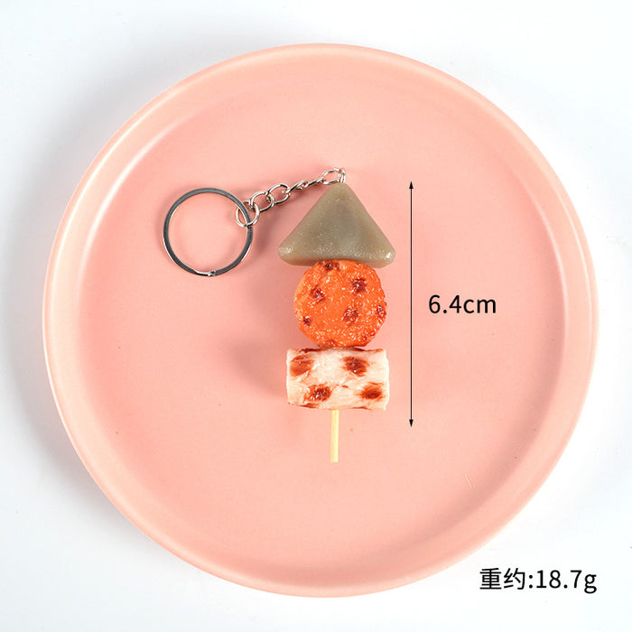Wholesale PVC BBQ Skewers Food Toy Keychain Simulated Meat And Quail Egg Pendant Boutique Resale Accessory MOQ≥5