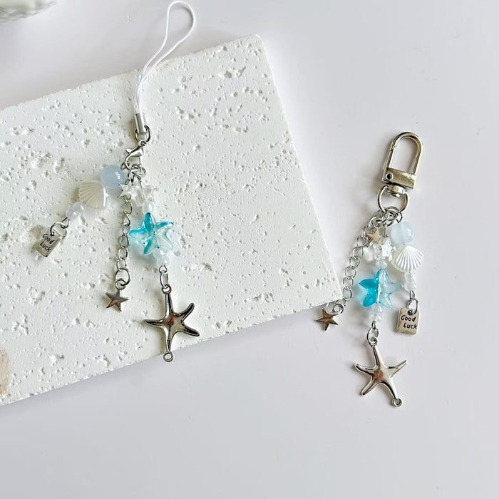 Wholesale Starfish Key Beaded Pendant Bag Hanging Accessories Mobile Phone Chain