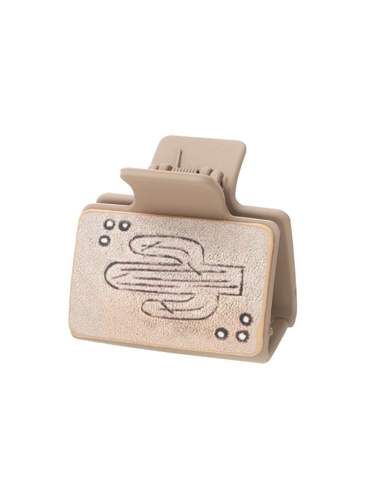 Wholesale Western Denim Cactus Leather Hairpin Mid-style Grab Clip Shark Clip Women