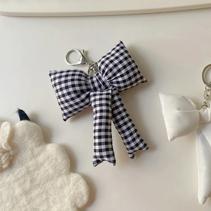 Wholesale  Simple Pink Plaid Bow Accessories Keychain