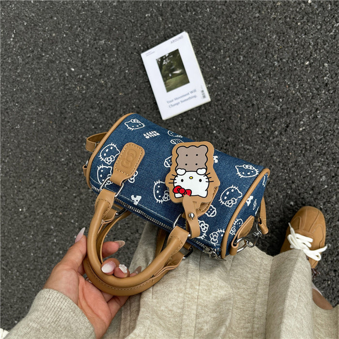 Wholesale Cute cartoon print denim handbags