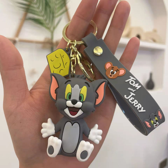 Wholesale Creative Cartoon Cat and Mouse Keychain Small Pendant Cute Couple Backpack Hanging Ornaments