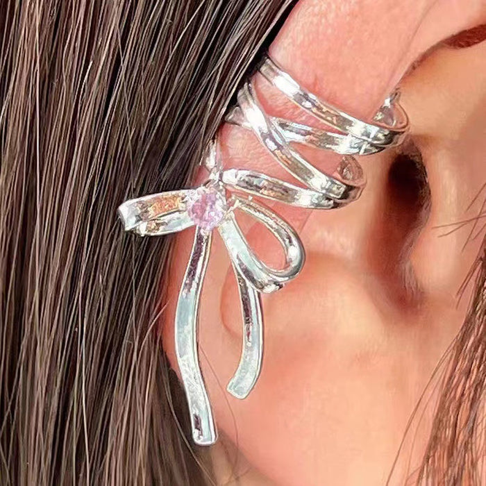 Wholesale Hollow Cross Ear Clip Cool Ballet Style Ribbon Bow Earrings