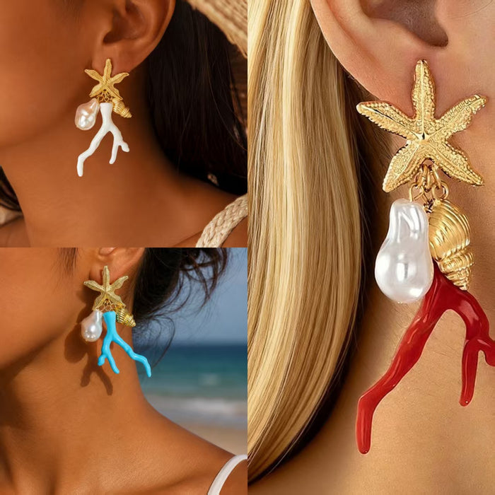 Wholesale Alloy Electroplated Starfish Earrings Trendy Summer Beach Jewelry Accessory