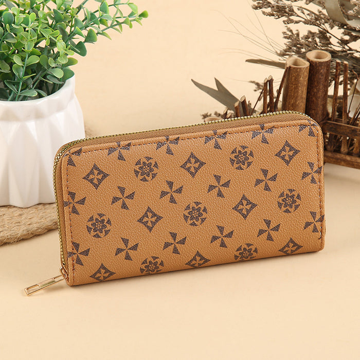 Wholesale PU Leather Long Wallet with Retro Print Design Large Capacity MOQ≥3