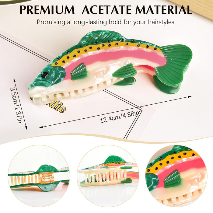 Wholesale Tropical Fish Design Acrylic Hair Clip Ocean Series Trout Claw Clip