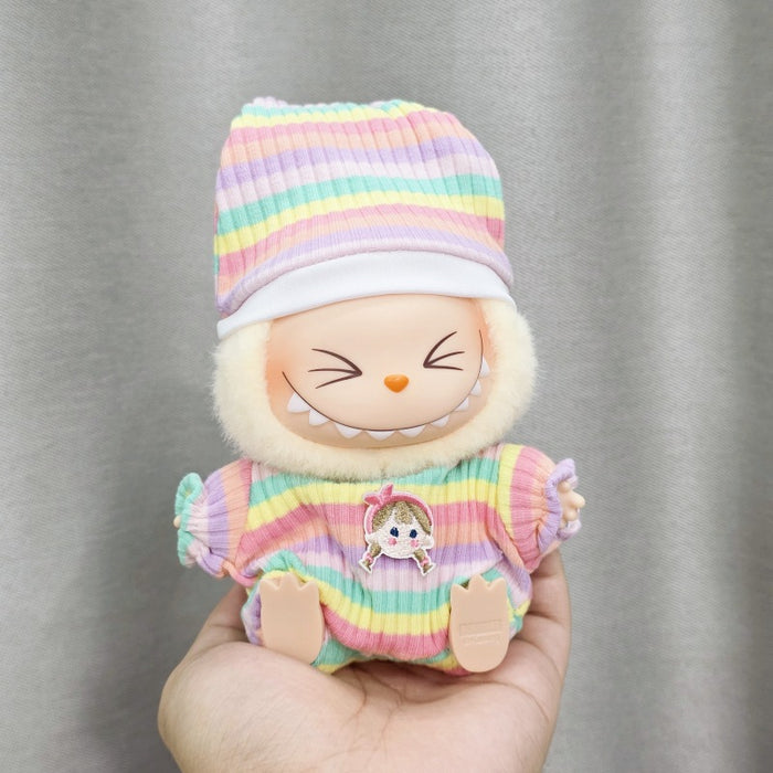 Wholesale Sitting Party Doll Clothes Cola  Vinyl Clothes Fisherman Hat Overalls Set