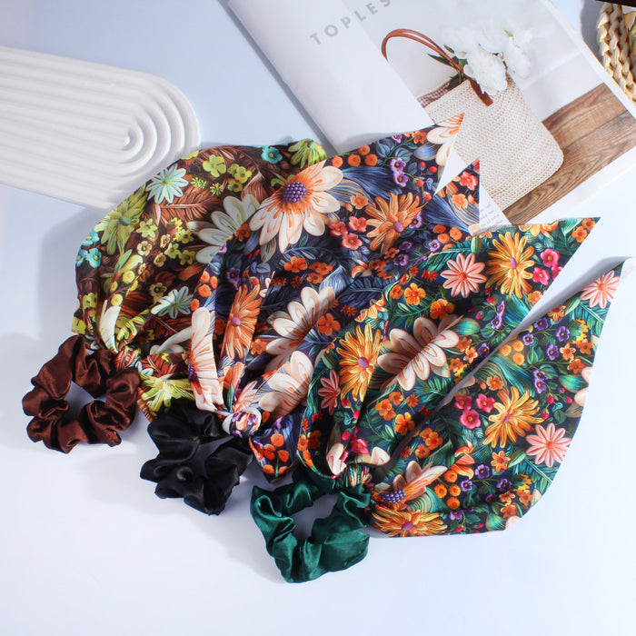 Wholesale Printed Ribbon Large Intestine Hair Ring Headwear Women's Hair Belt