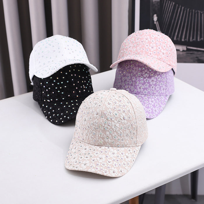 Wholesale Bubble print color diamond baseball cap, fashionable and versatile duckbill cap, outdoor sun protection and sunshade cap