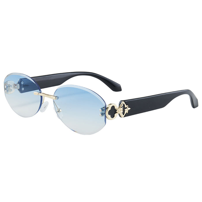 Wholesale Rimless Oval Cut-Edge Sunglasses