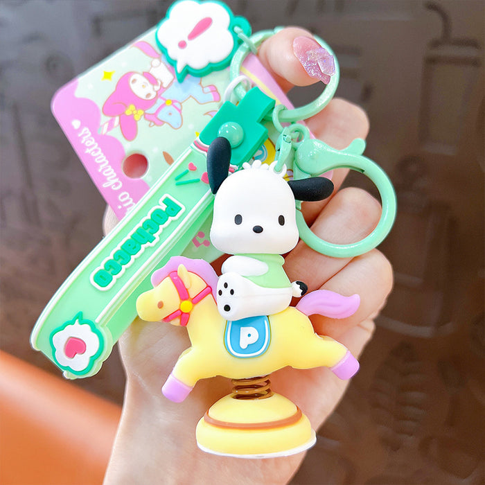 Wholesale PVC Cartoon Happy Rocking Horse Tumbler Keychain JDC-KC-YanG051