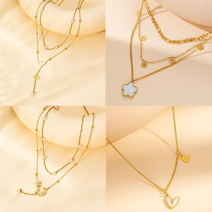 Wholesale Love Color Gem Stainless Steel Necklace JDC-NE-ZhongY013