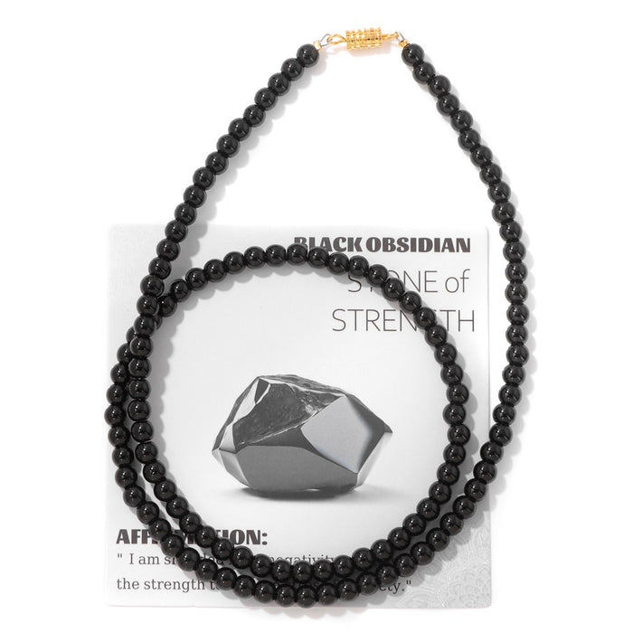 Wholesale 6mm stone bead screw clasp necklace card packaging choker necklace