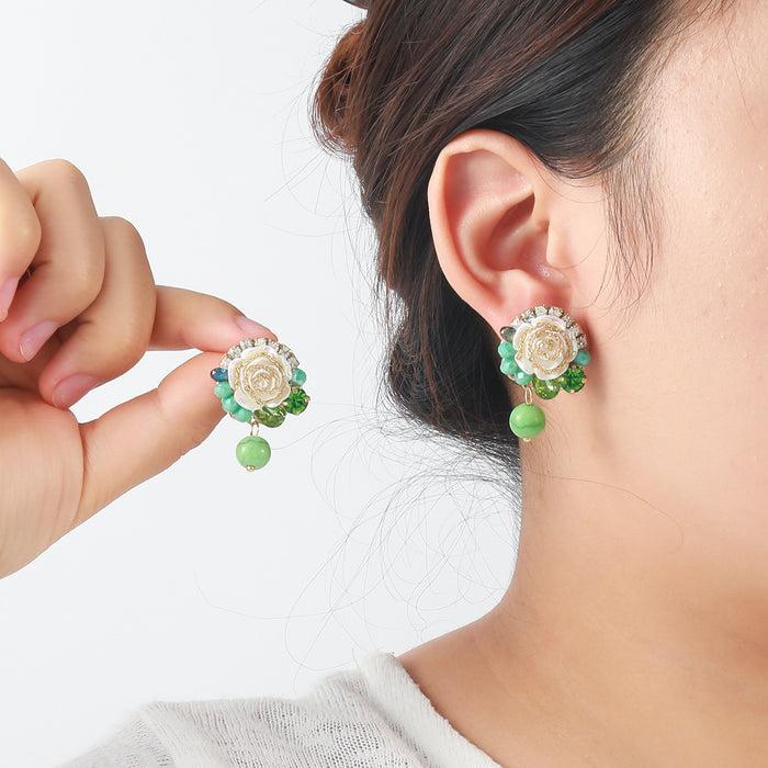 Wholesale Handwoven purple floral earrings