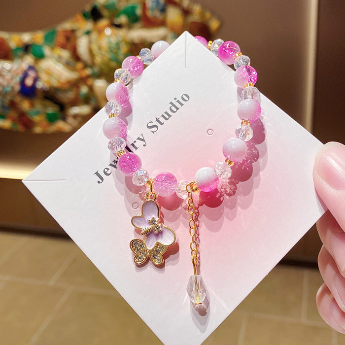 Wholesale Purple Floral Butterfly Bowknot Bracelet for Little Girls MOQ≥3