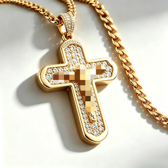 Wholesale color-preserving full diamond cross pendant necklace jewelry