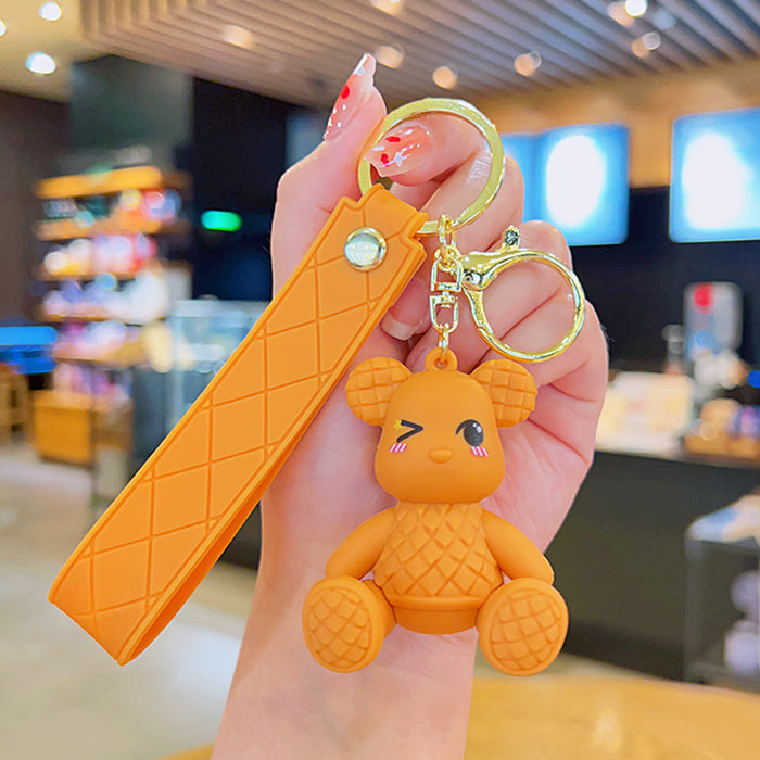 Caricatura al por mayor Bamboo Woven Bear Keychain JDC-KC-YDAO101