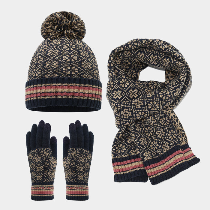 Wholesale Winter men's and women's jacquard knit hat set