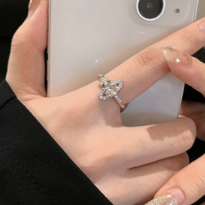 Wholesale Light luxury, niche, exquisite zircon open index finger ring, fashionable and personalized design ring