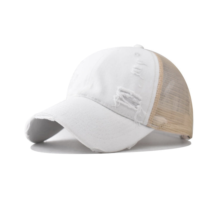 Wholesale Cotton Washed Distressed Hole Baseball Cap JDC-FH-ErXu005