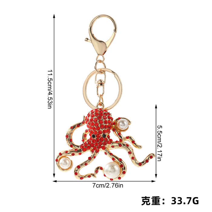Wholesale Cute Octopus Rhinestone Keychain Fashion Car Key Accessory