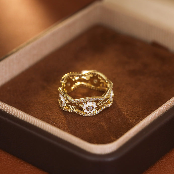 Wholesale Camellia ring, exquisite glazed index finger ring