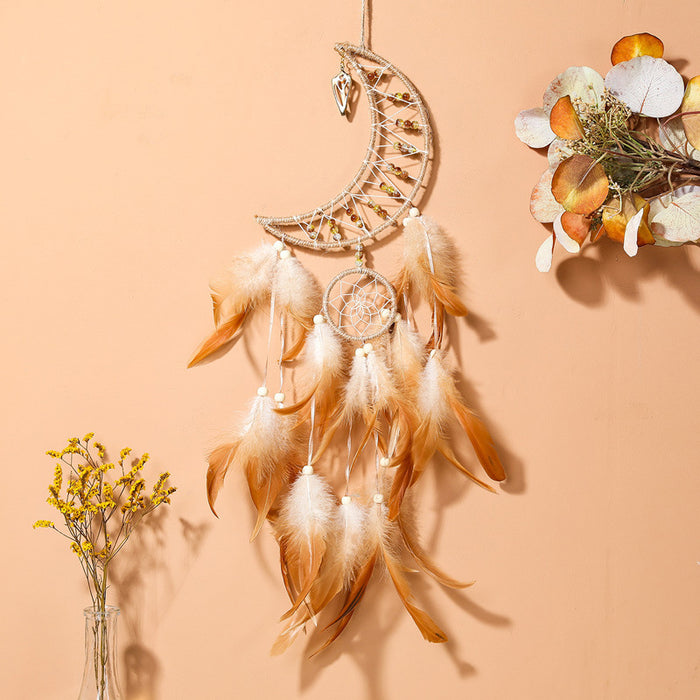 Wholesale Sun, Moon and Stars Indian Style Feather Wind Chime Dream Catcher JDC-DC-ZH029