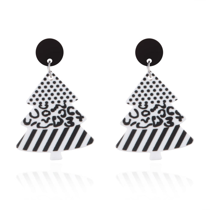 Wholesale Christmas earrings multi-color lights gingerbread man cane Christmas tree acrylic printed earrings