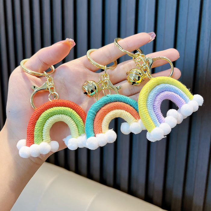 Wholesale Woven Cotton Thread Rainbow Cloud Keychain JDC-KC-WoA042