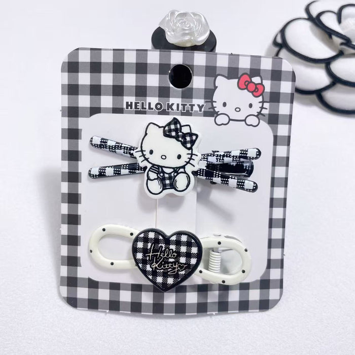 Wholesale Classic black and white checkered minimalist and cute hair clip side clip series