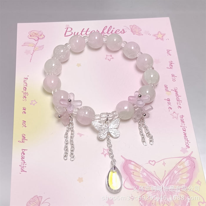 Wholesale Glass Crystal Butterfly Water Drop Bracelet Fashion Accessory