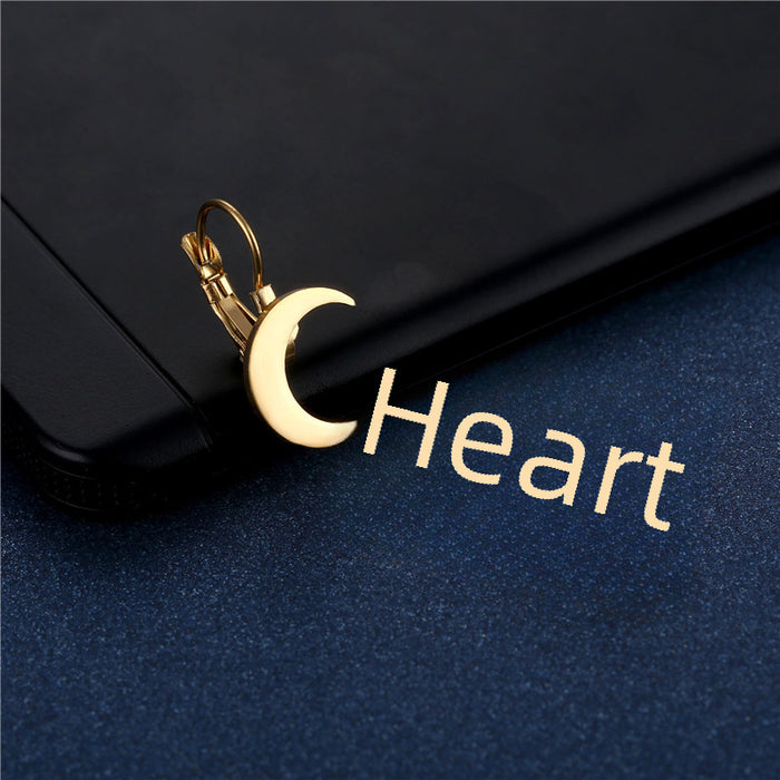 Wholesale Stainless steel ear buckle and steel decoration, simple gold smooth crescent earrings
