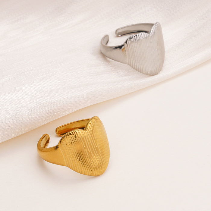 Wholesale Elegant Retro Irregular Floral Adjustable Stainless Steel Ring