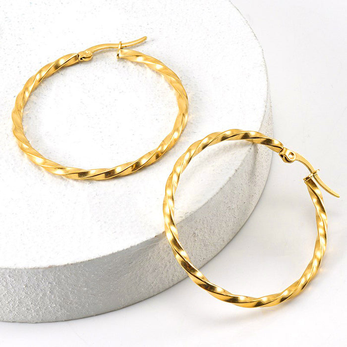 Wholesale Circle Stainless Steel Gold Plated Ripple Earrings JDC-ES-ZhongYao004