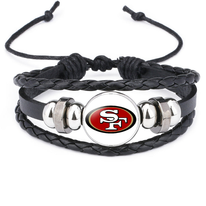 Wholesale Rugby Team Multi-layered Cowhide Bracelet JDC-BT-DM007