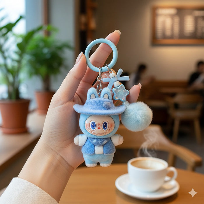Wholesale Flocked Soft Rubber Doll Keychain