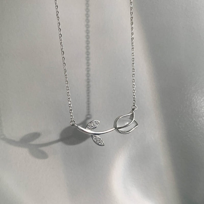 Wholesale Cat's Eye Stone Tulip Necklace Premium Neck Chain Lock Bone Chain