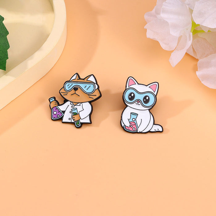 Wholesale Small animal chemist brooch cartoon cute cat and puppy fixed clothing accessories metal badge