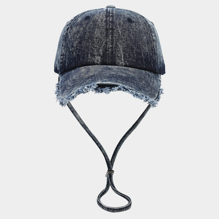 Wholesale Summer retro denim soft-top baseball Fashionhat with frayed edges